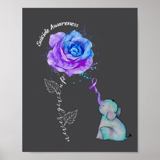 Poster Éléphant de fleur de sensibilisation à la préventi (Devant)