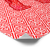 Poster Eléphant de fleurs - rouge profond et corail (Coin)