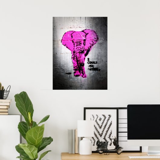 Poster Elephant de graffiti rose (Bureau à domicile)