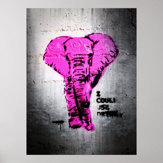 Poster Elephant de graffiti rose (Devant)