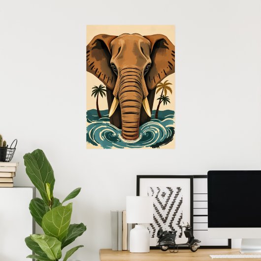 Poster Eléphant de l'île Majestic - Tropical Tusked Giant (Bureau à domicile)