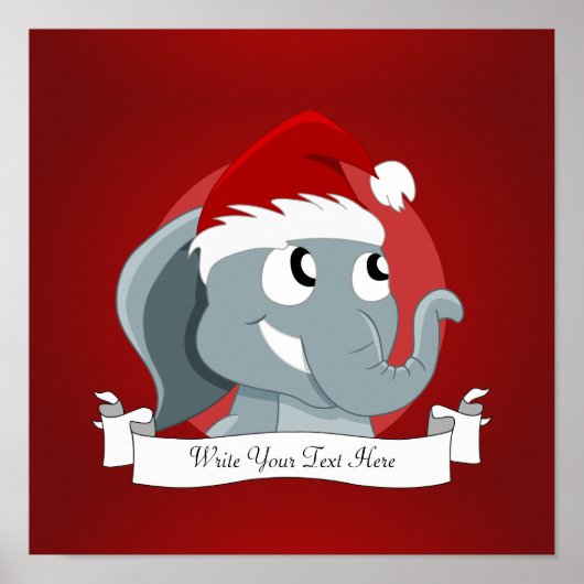 Poster éléphant de Noël dessin animé (Devant)