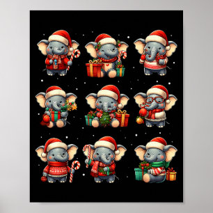 Poster Éléphant de Noël drôle de pyjama pour homme amateu