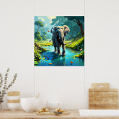 Poster Elephant de rêve avec des papillons dans la rivièr (Cuisine)