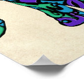 Poster Éléphant de tatouage tribal en bleu violet et vert (Coin)