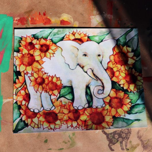 Poster Éléphant de tournesol