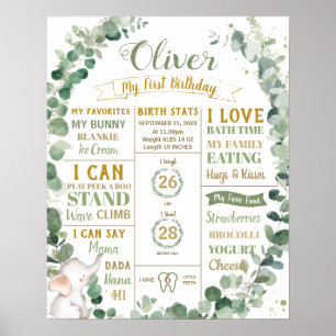 Poster Éléphant de verdure Statistiques de naissance étap