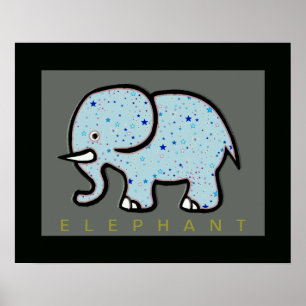 Poster éléphant décoré d'étoiles