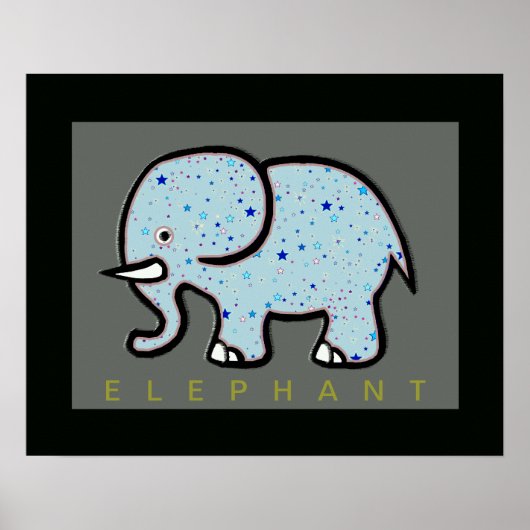 Poster éléphant décoré d'étoiles (Devant)