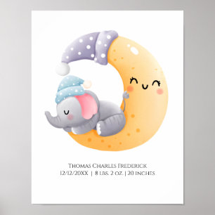 Poster Éléphant dormant dans Statistiques de naissance pe