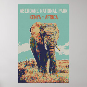 Poster Elephant du Kenya, Parc national Aberdare