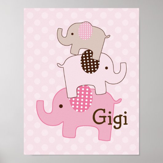 Poster Eléphant empilé avec art Pois (Devant)