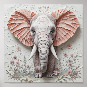 Poster Eléphant en fleur