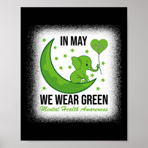 Poster Elephant En Mai Nous Portons Vert Pour La Santé Me