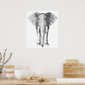 Poster Eléphant en noir et blanc (Cuisine)