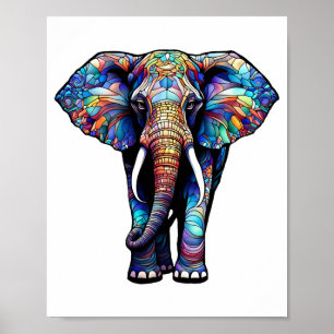 Poster Eléphant en verre à plusieurs couleurs 3