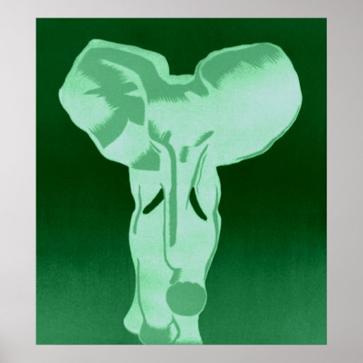 Poster Eléphant en vert (Devant)