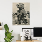 Poster éléphant et 2 filles cirque (Bureau à domicile)