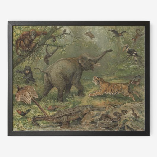 Poster Elephant et amis animaux