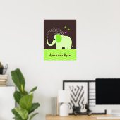 Poster Eléphant et papillons mignons (Bureau à domicile)
