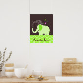 Poster Eléphant et papillons mignons (Cuisine)