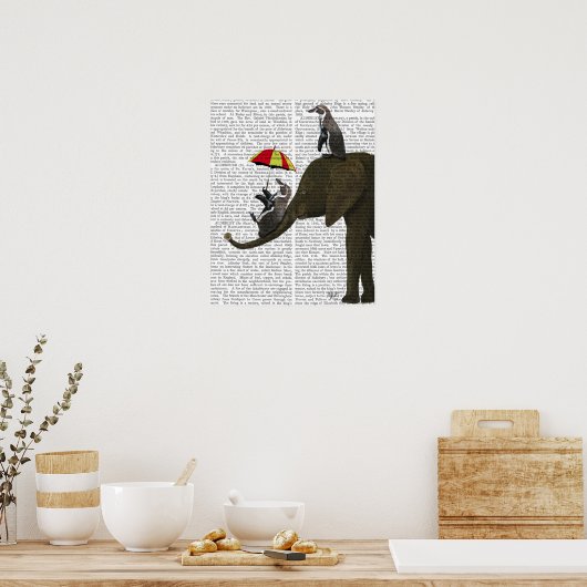 Poster Éléphant et pingouin (Cuisine)