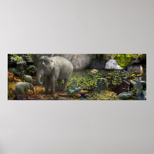 POSTER ELEPHANT FAMILLE "GREEN ROOM" (Devant)