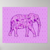Poster Eléphant fleur - améthyste violet (Devant)