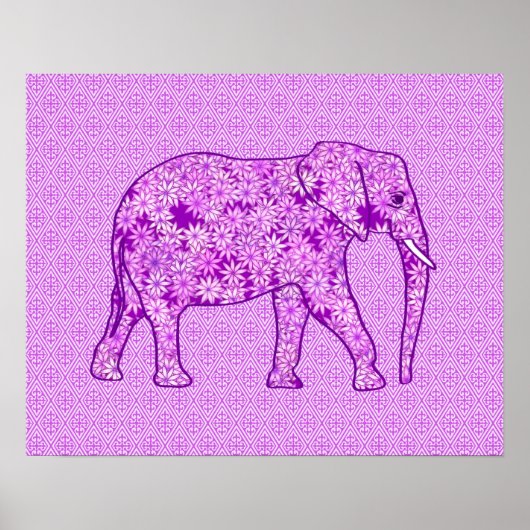 Poster Eléphant fleur - améthyste violet (Devant)