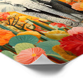 Poster Eléphant Floral Desert Mountain coloré (Coin)