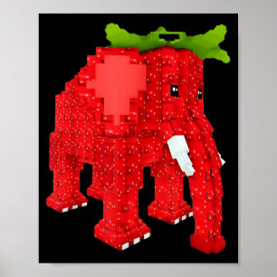 Poster Éléphant Fraise