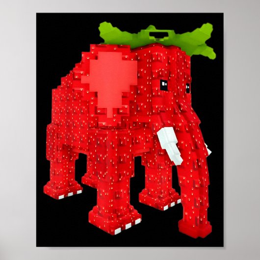 Poster Éléphant Fraise (Devant)