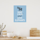 Poster éléphant Garder le calme et l'amour Eléphan (Cuisine)