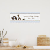 Poster Elephant & Giraffe dans Bannière Baby shower Bleu (Cuisine)