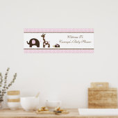 Poster Elephant & Giraffe en Baby shower rose bannière (Cuisine)
