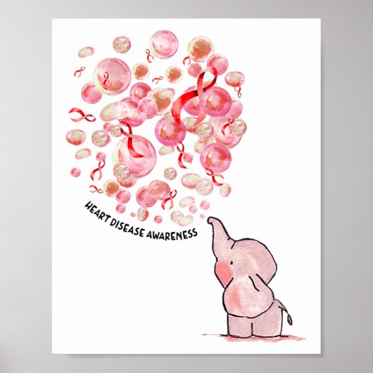 Poster Éléphant Gonfle Des Ballons Rouges Sensibilisation (Devant)