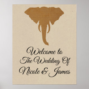 Poster Elephant Head Natural Rustic Safari Chic Bannière