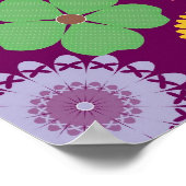 Poster Eléphant hippie mignon avec fleurs colorées (Coin)