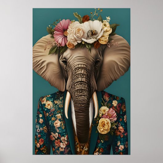 Poster Elephant In Suit Poster, Elephant Portrait (Devant)