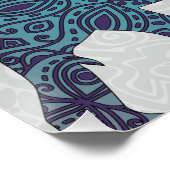 Poster Eléphant Indien Lotus Turquoise Et Violet (Coin)