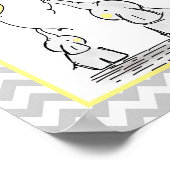 Poster Elephant jaune blanc gris Chevron Baby Nursery (Coin)