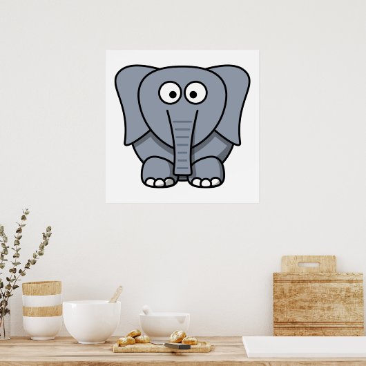 Poster Eléphant joli dessin (Cuisine)