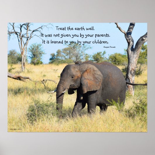 Poster Elephant Kenya Proverbe (Devant)