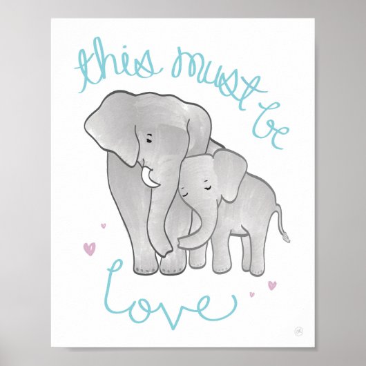 Poster Elephant Maman & Baby "must Be Love" Décor (Devant)