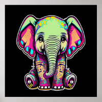 Eléphant mignon assis illustration numérique
