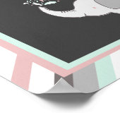 Poster Eléphant mignon en rose et Baby shower de menthe B (Coin)