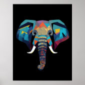 Poster Eléphant mignon faible poly illustration (Devant)