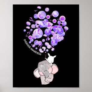 Poster Éléphant Mignon Faisant Éclater des Lloons Violets