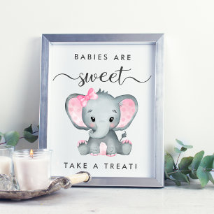 Poster Eléphant mignon prendre une menace bébé fille douc