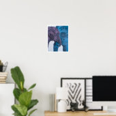 Poster Éléphant Moderne Bleu et Violet Expressionniste (Bureau à domicile)